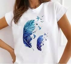 Elegante blusa blanca de satén de poliéster para mujer, informal, de manga corta, transpirable, con estampado digital, para verano - Product Image 2