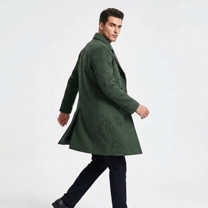 High Quality Herringbone <b>Wool</b> Winter Woolen <b>Overcoat</b> <b>Long</b> Genuine Notch Lapel Slim Fit Coats for <b>Men</b> - Product Image 5