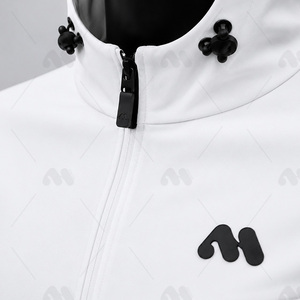 Men <b>White</b> Hooded <b>Tracksuit</b> Full Zipper Sporty Style Breathable Polyester Solid Color With Side Pockets Regular Fit Spring Wear - Product Image 5