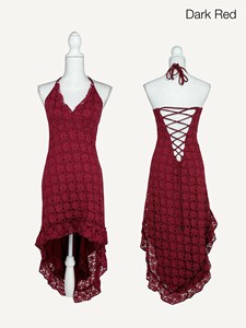 Vestido Maxi de Encaje Rojo Intenso Estilo Boho de Moda 2026 con Espalda Cruzada y Abierta para Fiesta de Verano para Mujer - Product Image 4