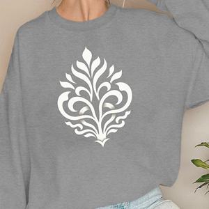 Sudaderas informales para mujer con estampado de motivos botánicos abstractos-Tejido de punto - Product Image 4