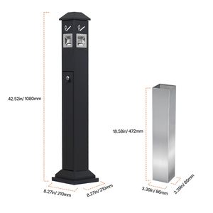 Cendrier extérieur autoportant résistant aux intempéries avec 4 ouvertures de retrait et couvercle supérieur pour usage extérieur - Product Image 3
