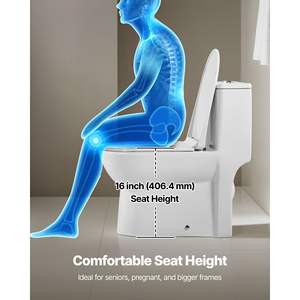 One-Piece Dual-Flush 1.1/1.6 GPF <b>Toilets</b> Comfortable 10 Inch Standard Height Bathroom Chair <b>Seat</b> <b>Easy</b>-<b>Clean</b> Skirted Design - Product Image 6