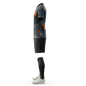 Uniforme de Fútbol para Hombre, Sublimado, Cuello en V, Manga Corta, Absorbe la Humedad, Corte Atlético, Conjunto de Pantalones Cortos y Calcetines Negros - Product Image 4