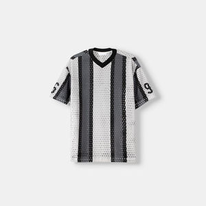 เสื้อเจอร์ซีย์อเมริกันฟุตบอลสีขาวสำหรับผู้ชาย สีน้ำเงิน หมายเลข 4 แขนสั้น คอวี ทรงปกติ ผ้าโพลีเอสเตอร์ 100% ระบายอากาศได้ดี โลโก้ด้านหน้าแบบถัก - Product Image 1