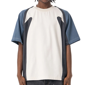 Camisetas deportivas de gran tamaño para hombre, con bloques de color en contraste, ropa de verano informal, camisetas para hombre, hechas en Pakistán. - Product Image 1