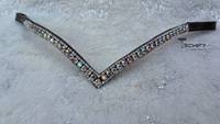 TECHIFY Frontal de cheval en cuir noir, décoré de strass en forme de V, confortable, couleur et taille personnalisables, accessoires équestres