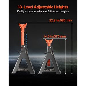 Cavalletti Auto in Acciaio Rinforzato da 6 Tonnellate, Capacità 13.000 Libbre, Altezza Regolabile 14.6-22.8 Pollici, Doppio Blocco di Sicurezza - Product Image 5