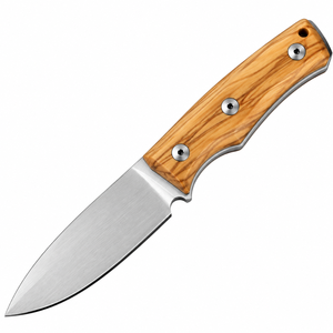 Cuchillos de Caza con Mango de Madera Natural Marrón Claro y Hoja Plateada, con Funda de Cuero Marrón para Camping, Senderismo y Actividades al Aire Libre - Product Image 5
