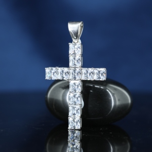 Trueya Men's Women's 925 Sterling Silver Princess Cut Cross Pendants Diamond Vvs Iced Small Chain Trendy Necklace GRA Certified - Product Image 3