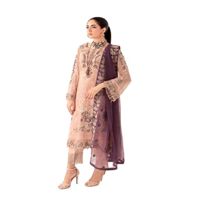 Ramsha ชุดเดรสปาร์ตี้ผ้าชีฟอง3ชิ้นของคอลเลคชั่น R-10สำหรับผู้หญิงสำหรับงานเทศกาลงานแต่งงานชุดแต่งงานของผู้หญิงปากีสถาน - Product Image 1