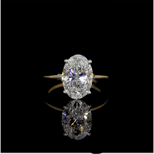 Anillo de Compromiso Solitario con Diamante Cultivado en Laboratorio de Corte Ovalado, Anillo de Diamantes Fino en Oro Amarillo para Mujer - Product Image 1