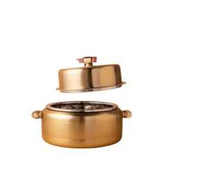 Plat de service isotherme en acier inoxydable brossé doré de qualité supérieure avec couvercle pour la maison, l'hôtel et le restaurant - Product Image 1