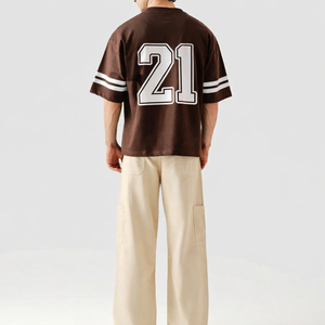 Maillots de football américain pour hommes en gros, personnalisés, en mesh, à manches courtes, avec impression de numéro, coupe oversize, style streetwear, OEM - Product Image 4