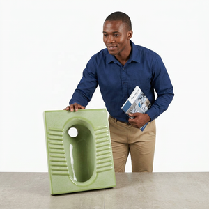 Inodoro de Cerámica Verde Rústico, Tipo Orissa, Montado en el Suelo, para Proyectos de Hoteles con Estilo Africano Auténtico - Product Image 2