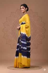 Plain Chanderi Silk Saree with Elegant Golden Border - Product Image 2