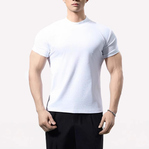 T-shirt de fitness 65% coton 35% polyester, séchage rapide, vêtements de sport à manches courtes, vêtements d'entraînement pour hommes, t-shirt de course, t-shirt de sport musculaire - Product Image 2