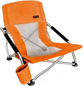 Silla Plegable Portátil para Camping NICE C Moderna en Color Naranja con Portavasos, Estructura de Acero Inoxidable, Muebles para Exteriores - Product Image 1