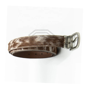 Cinturón de Cuero de Pelo de Vaca, Fabricante de Ropa, Estilo Occidental Personalizado, Correa de Cintura de Lujo Marrón y Blanca - Product Image 4
