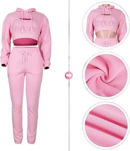 Conjunto Deportivo de 3 Piezas para Mujer Adogirl, Sudadera con Capucha de Manga Larga, Top Corto y Pantalones Deportivos - Product Image 1