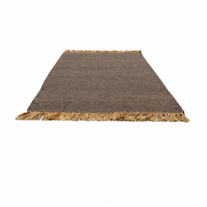 Dark Brown Textured Flatweave <b>Rug</b>, Solid Cocoa Handwoven Area Carpet with Natural Fringe for Living Room, Bedroom and Hotel - Product Image 2