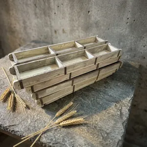 Molde Triple de Ladrillo de Madera para Macetas, Bandeja de Almacenamiento, Tira de Hierro Artesanal, Decoración Rústica para Jardín, Entrada, Sala de Estar, Hogar, Hotel - Product Image 3