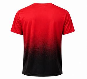 Camiseta de Hombre, Cuello Redondo, Manga Corta, Secado Rápido, Transpirable, Tejida, Casual, Lisa, Corte Regular, Color Rojo y Negro Degradado - Product Image 3