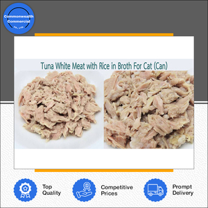 Experts dans la vente d'aliments pour animaux de compagnie de qualité supérieure, thon à la viande blanche avec du riz dans du bouillon pour chat, toutes races disponibles en conserve - Product Image 3