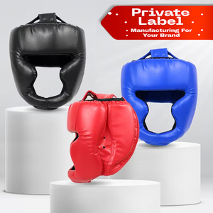 Casque de boxe personnalisable pour MMA, boxe, équitation, unisexe, en cuir PU, design protecteur, fermeture réglable, étiquette avec logo personnalisé - Product Image 1