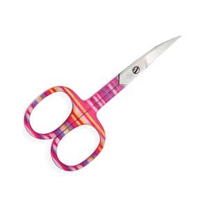 Tijeras de manicura con mango rosa a cuadros, hoja de acero inoxidable, punta afilada para el cuidado de las uñas, uso para adultos - Product Image 1