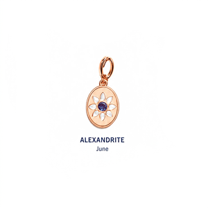 Pendentif en quartz Alexandrite personnalisé OEM, pierre de naissance de juin, plaqué or rose, breloque ovale en forme de fleur pour la fabrication de bijoux DIY, vente en gros - Product Image 1