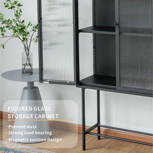 Armoire de rangement moderne en verre mat pour salon avec étagères réglables, options multicolores - Product Image 5