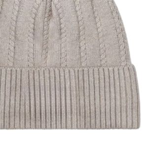 Beige Cable <b>Knit</b> <b>Beanie</b> Hat Cuffed Winter Skull Cap for Men Women Custom Logo OEM Apparel Manufacturer Wholesale OEM Supplier - Product Image 5
