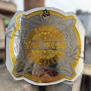 Cinturón de Campeonato Personalizado W-W-E para Equipos Femeninos, 2 mm, Latón, Talla Adulto - Placas Metálicas Chapadas en Oro y Correa de Cuero - Product Image 5