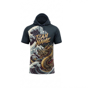 เสื้อเชิ้ตมีฮู้ดน้ำหนักเบาแบบกำหนดเอง แขนสั้น โพลีเอสเตอร์ เสื้อกีฬาทีม พิมพ์ชื่อและหมายเลขตามสั่ง - Product Image 2