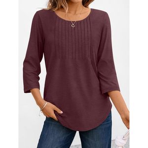 2025 femmes décontracté 3/4 manches hauts col asymétrique soie tunique Blouses coupe ample tenues d'été 2025 - Product Image 5