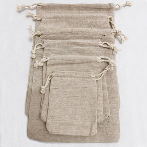 Sac en lin à cordon de serrage, tissé uni, écologique, textile de maison - Product Image 5