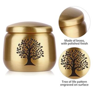 Vintage Brass <b>Keepsake</b> <b>Memorial</b> Urn Funeral Ash Container Crafted With Artistic Matte Texture And Elegant Detailing - Product Image 4