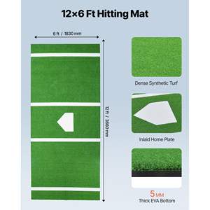 Tapete de Bateo de Béisbol de 12x6 pies, Césped Artificial Portátil, Ayuda de Entrenamiento, Tapete de Bateo Anti-Decoloración, Base de Home para Softbol y Béisbol - Product Image 2