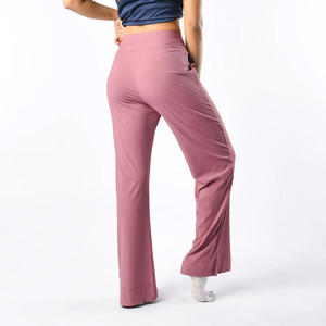 Mid Waist Plaid Pattern v Shaping Yoga Leggings Pockets Wide Leg Flared Design Spandex/Polyester Four-Way Stretch for <b>Women</b>-New - Product Image 3