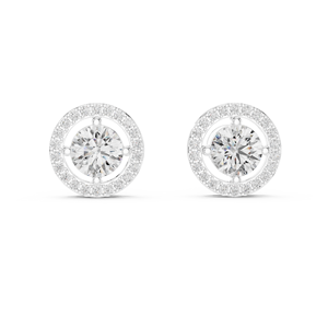 Pendientes de Diamantes Moissanite de Corte Redondo a la Moda con Oro Blanco para Mujer, Brillo Duradero y Resistencia al Deslustre - Product Image 3