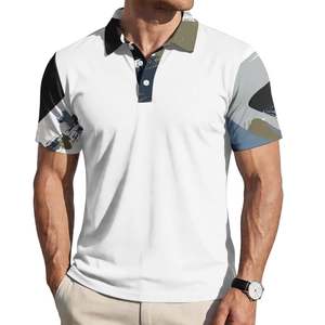 Camiseta de Manga Corta para Hombre, Blanca, con Estampado Geométrico, Transpirable, de Punto Jersey, Corte Regular, Casual, con Estampado por Transferencia de Calor - Product Image 1