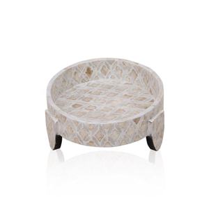 Plateau de service vintage en nacre, décoration en mosaïque à pieds rectangulaires pour la vaisselle à la maison directement du Vietnam - Product Image 1