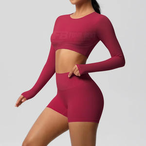 Haut court sans manches à séchage rapide, sans coutures, taille haute, pour femme, avec coussinets de poitrine, respirant, écologique, pour le yoga - Product Image 5