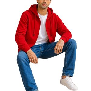 Men's Hooded <b>Zipper</b> <b>Sweatshirt</b> Custom Cotton Fleece Full Zip Hoodie with Front Pockets for Private Label Apparel Brands - Product Image 5