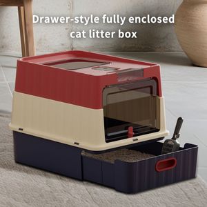 Lettiera per Gatti Rossa Ergonomica con Cassetto Semplice, in Plastica PP Resistente, Controllo tramite App, Design Salvaspazio - Product Image 1