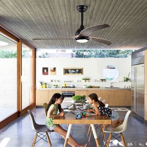 Ventilatore da soffitto da 52 pollici con pale in legno massello, luce e telecomando, motore silenzioso reversibile a 6 velocità, 3 colori - Product Image 4