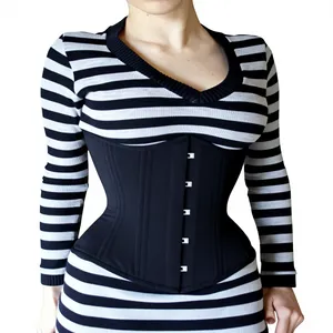 Women's Goth <b>Punk</b> Plus-Size Zipper Leather Lace Corset Shapewear Hip Enhancer Satin Fabric Quick Dry Firm Control Seamless - Product Image 1