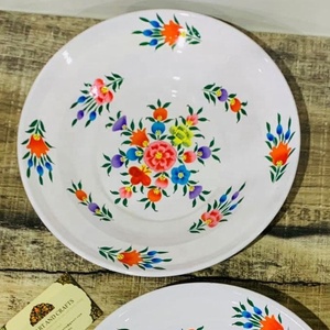 Platos de acero inoxidable pintados a mano, platos de comida indios - Product Image 1