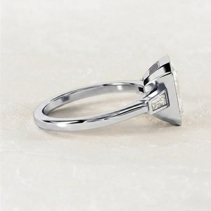 <b>Emerald</b> Cut 925 <b>Silver</b> Lab Grown Diamond Art Deco Engagement <b>Ring</b> IGI Certified Women Bridal Fine Jewelry Gift - Product Image 2